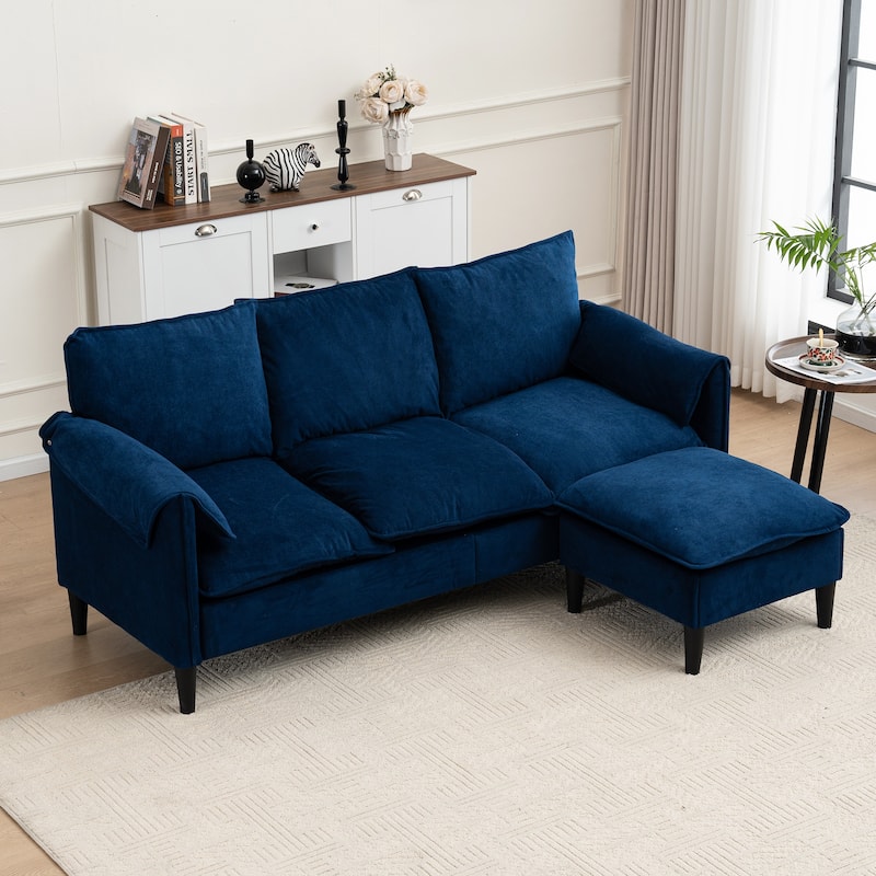 L-Shaped Modular Sectional Sofa with Storage Ottoman, Convertible Sofa with Waterfall Armrests, Comfy 3-Seater Cloud Sofa