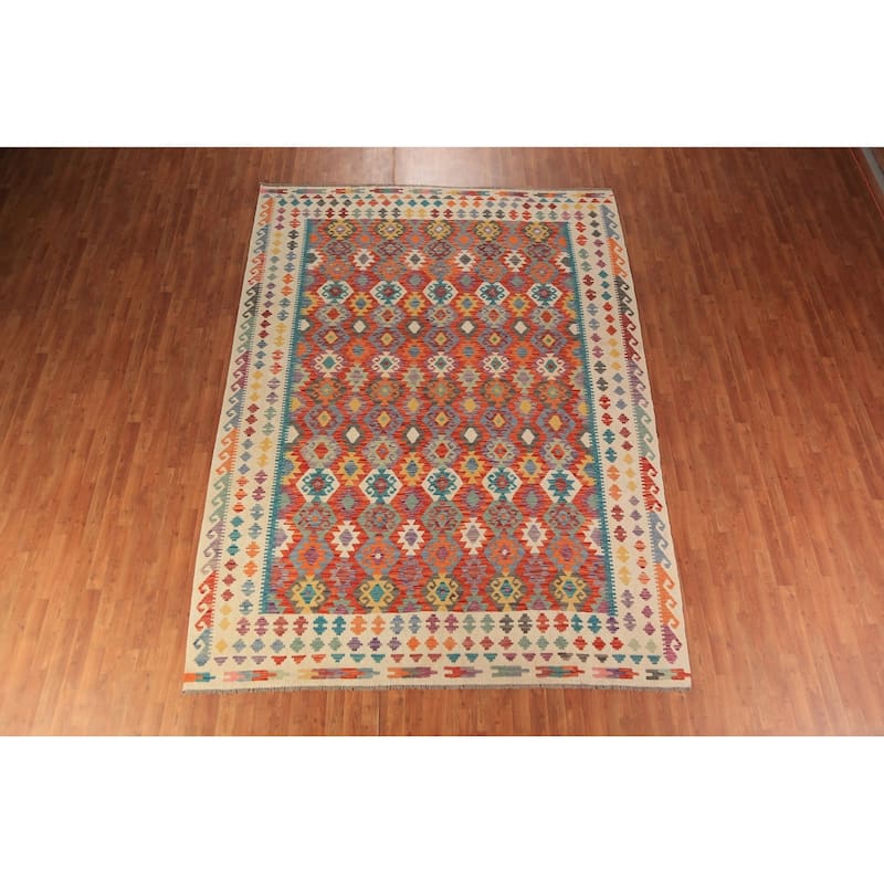 Kilim Oriental Area Rug Flatweave Tribal Wool Carpet - 8'3"x 11'5"