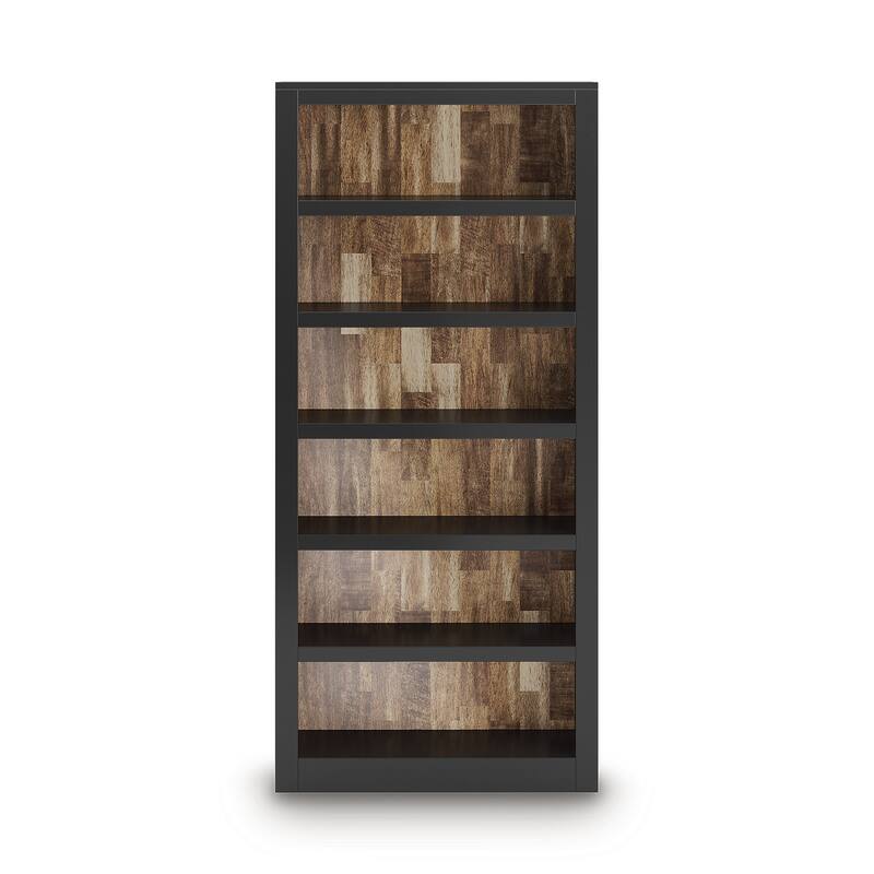 Signature Design by Ashley Wildenauer Brow/Black 75" Bookcase - 34"W x 11"D x 75"H