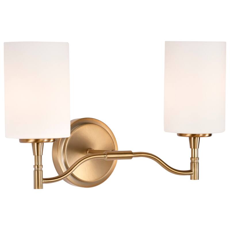 Liam 2 Light Vanity Burnished Brass White Opal Glass - Burnished Brass