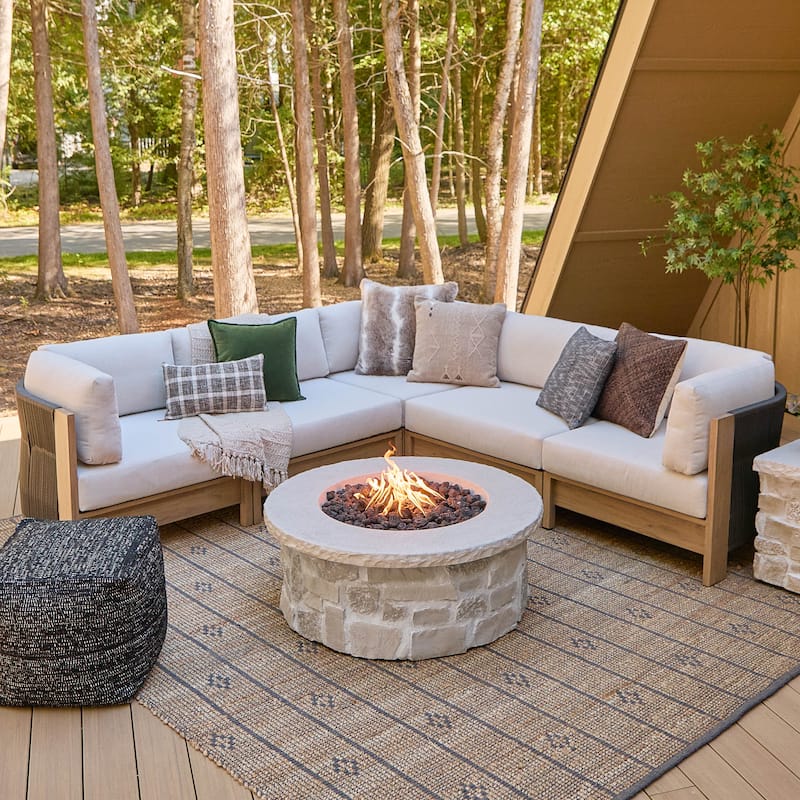 Stratton Outdoor 5-Piece Modular Sectional with Sunbrella Cushions