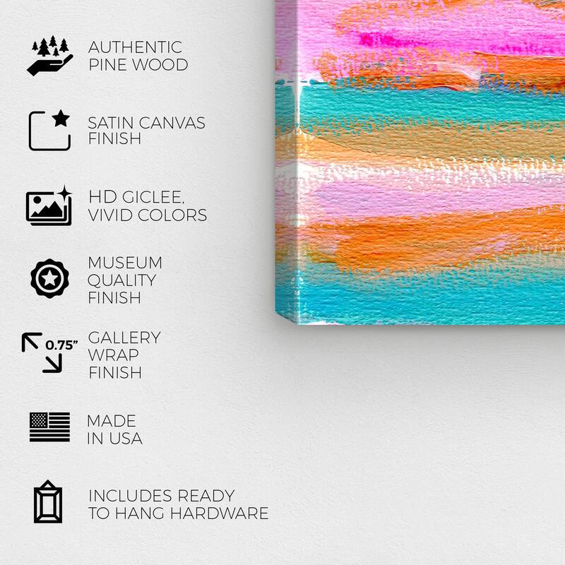 Wynwood Studio Abstract Deep Waters Pink and Turquoise Modern & Contemporary Wall Art Canvas Print