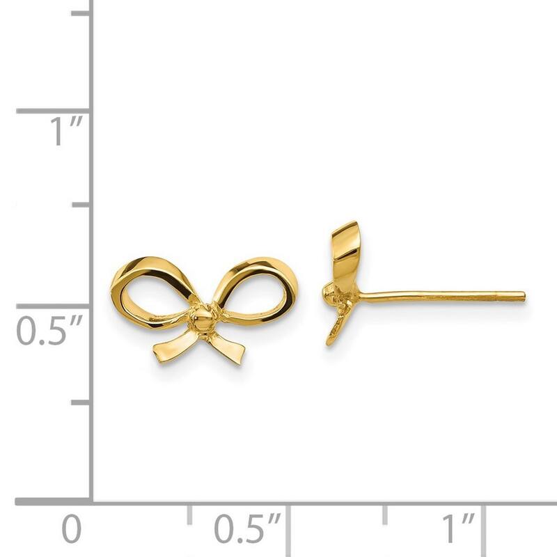 Curata 14k Yellow Gold 7x12mm Polished Bow Tie Post Earrings