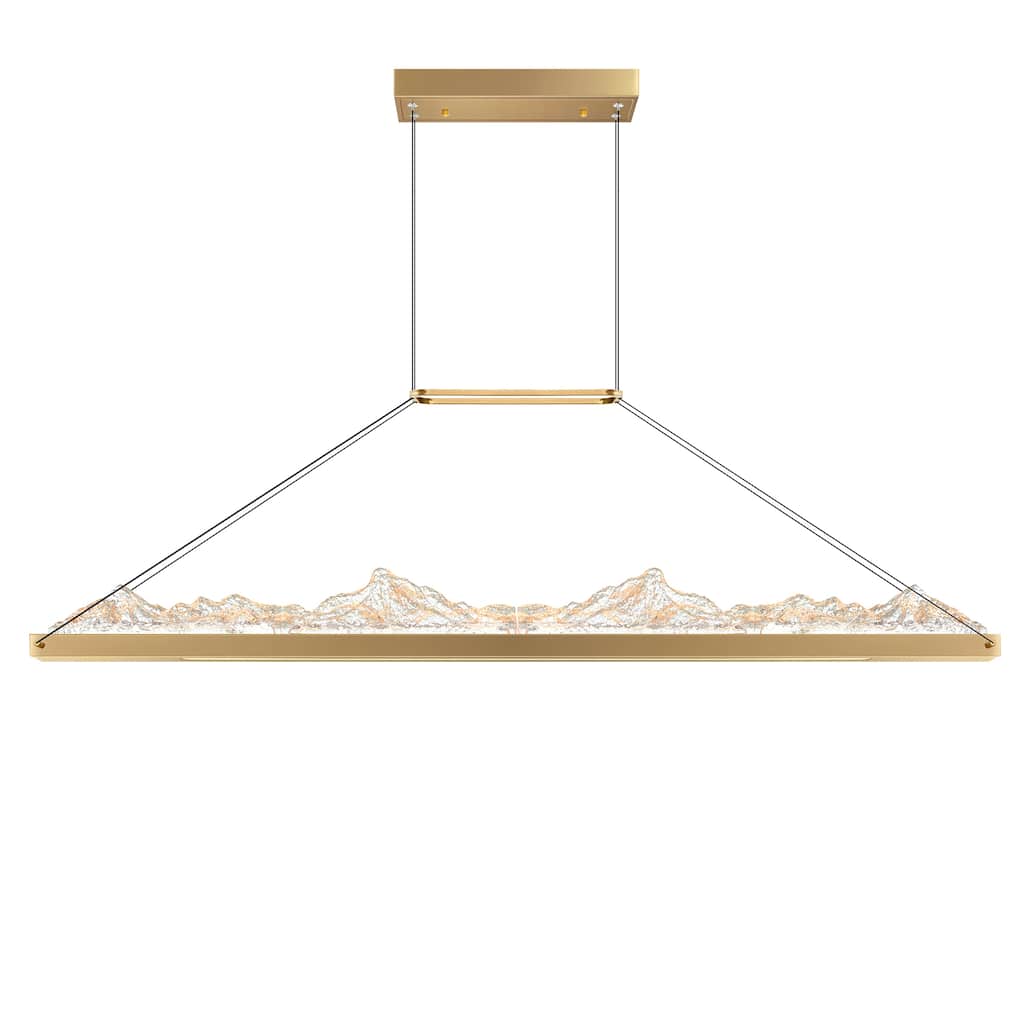Himalayas Integrated LED 48in Brass Chandelier with Handcrafted Glass