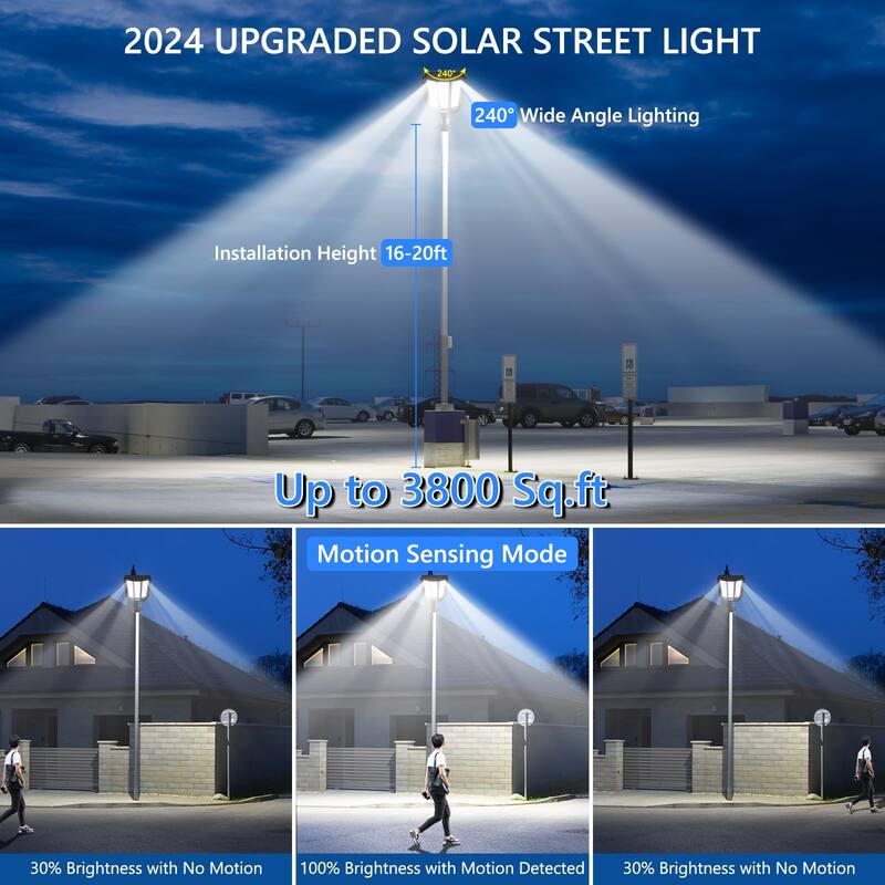 Solar Street Light 360000LM LED Solar Flood Lights with Remote Control - 5000W