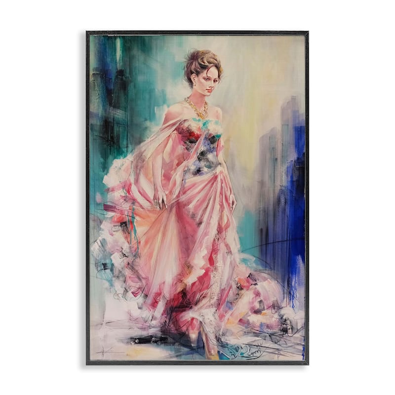 Stupell Sophisticated Woman in Dress Framed Giclee Art Design By Lucille Lee - 20 x 30 - Black