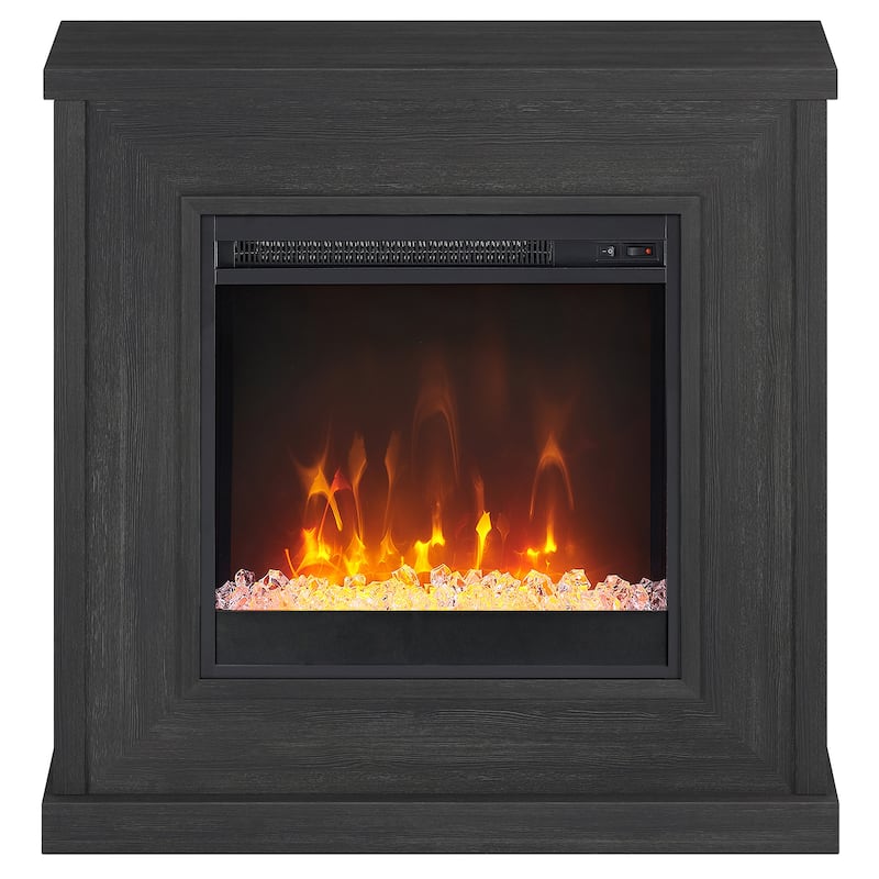 Santos 30" Wide Mantel Fireplace with Crystal Fireplace Insert