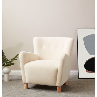 SAFAVIEH Couture Carey Faux Shearling Accent Chair. - 31 IN W x 27 IN D x 33 IN H
