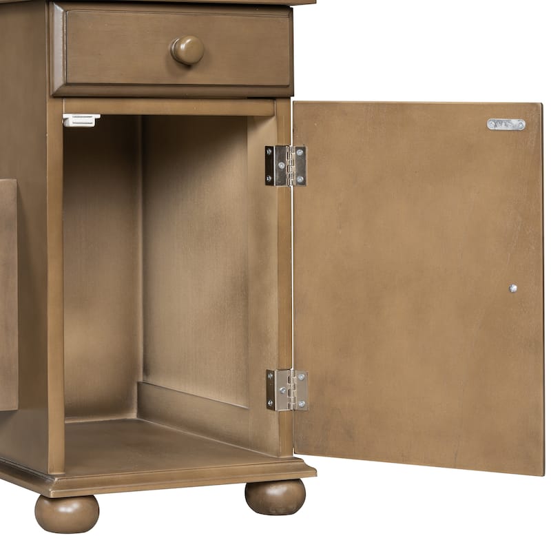 Flip Top End Table with USB Ports,Bookshelf