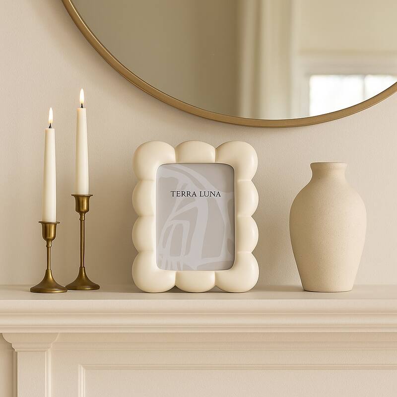 Modern Glass Square Bubble Picture Frame for Home Decor - 8.0" - Ivory