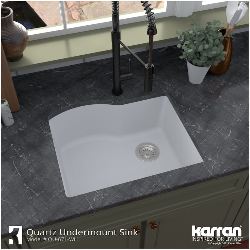 Karran USA QU-671 Quartz QU 24" Undermount Single Basin Quartz
