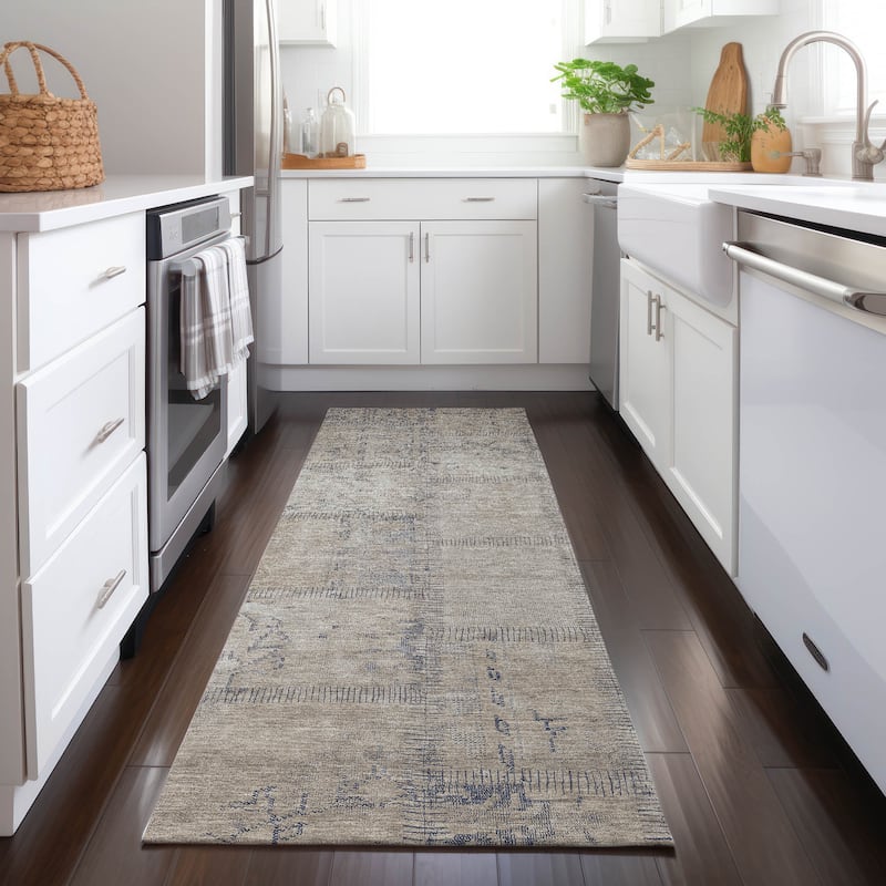 Machine Washable Indoor/ Outdoor Chantille Boho Traditional Rug - Beige - 2'3" x 7'6"