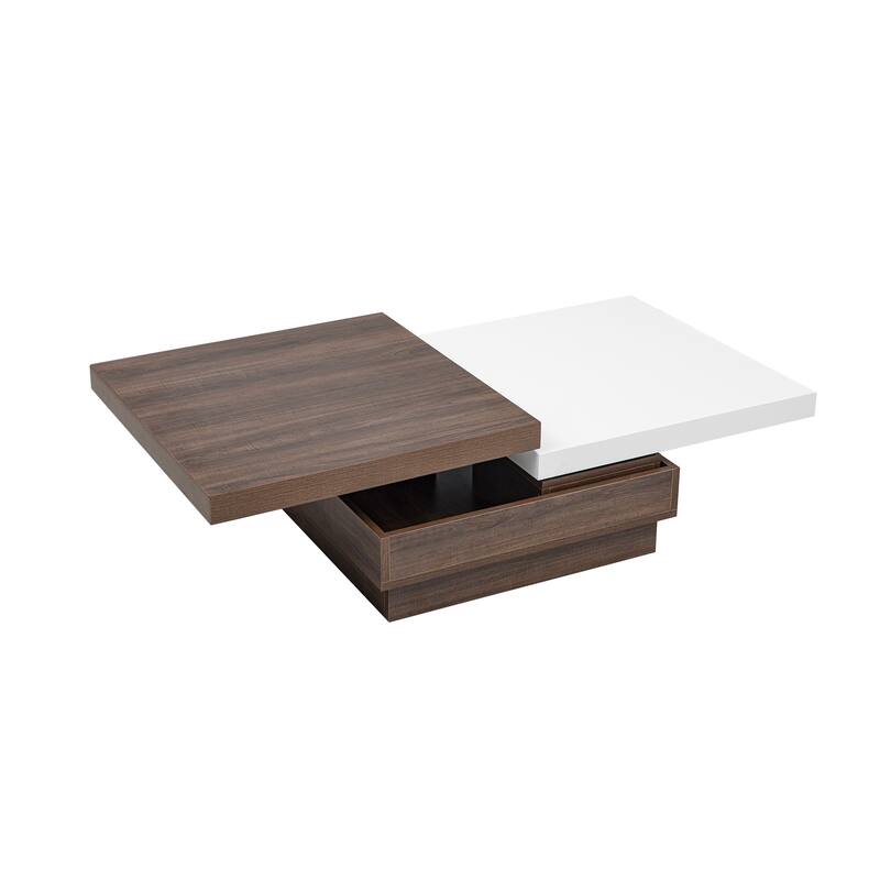 35.4" Modern Coffee Table with Rotatable Top and 1 Hidden Storage Space