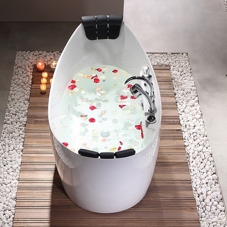 59" x 29" Freestanding Whirlpool Acrylic Bathtub with Faucet
