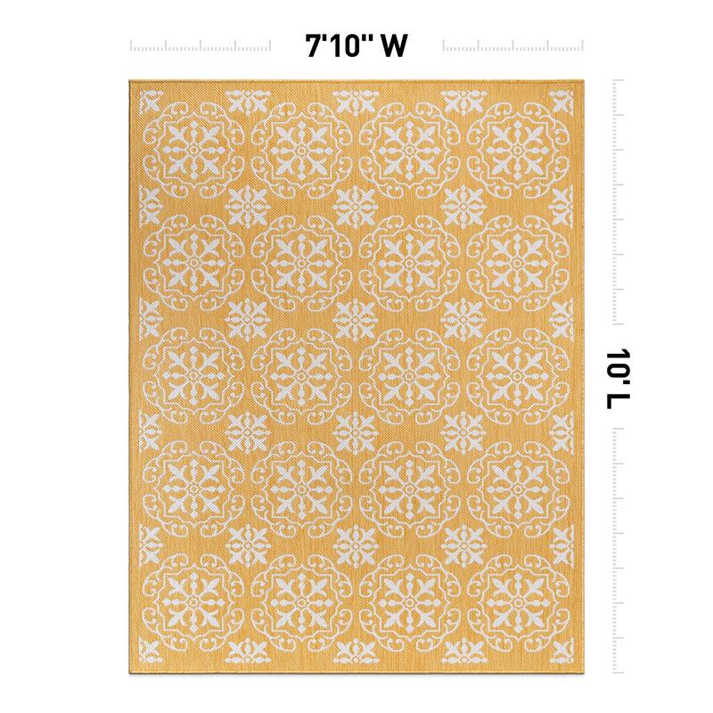 World Rug Gallery Transitional Geometric Textured Flat Weave Indoor/Outdoor Area Rug