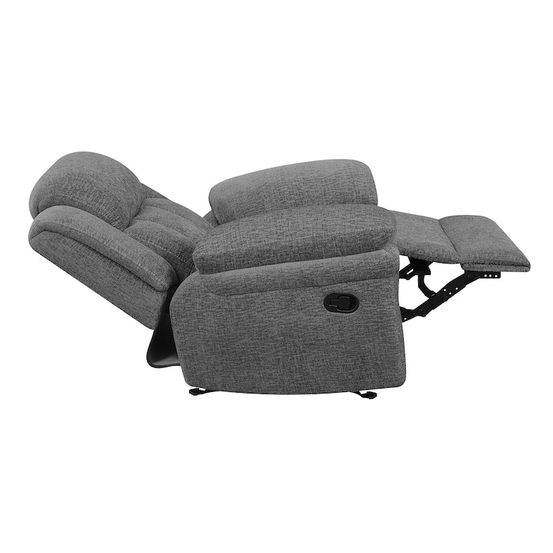 Upholstered Glider Recliner in Charcoal