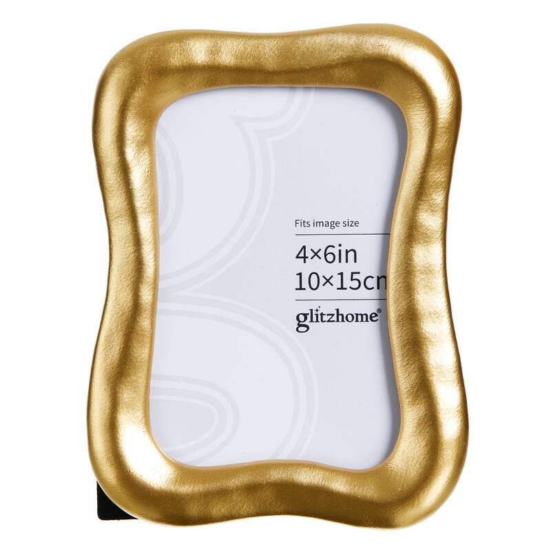 Glitzhome Set of 4 4x6 Vintage Gold Resin Wall or Tabletop Photo Picture Frames