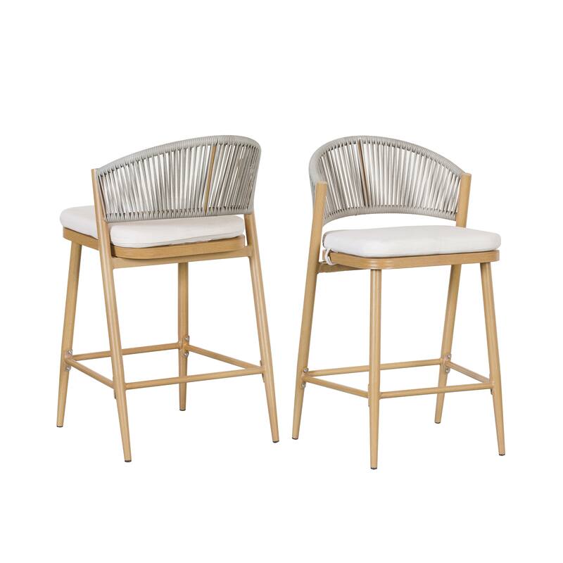 Christopher Knight Home - Beverly Durable Outdoor Counter Stools with Scallop Backrest, Set of 2