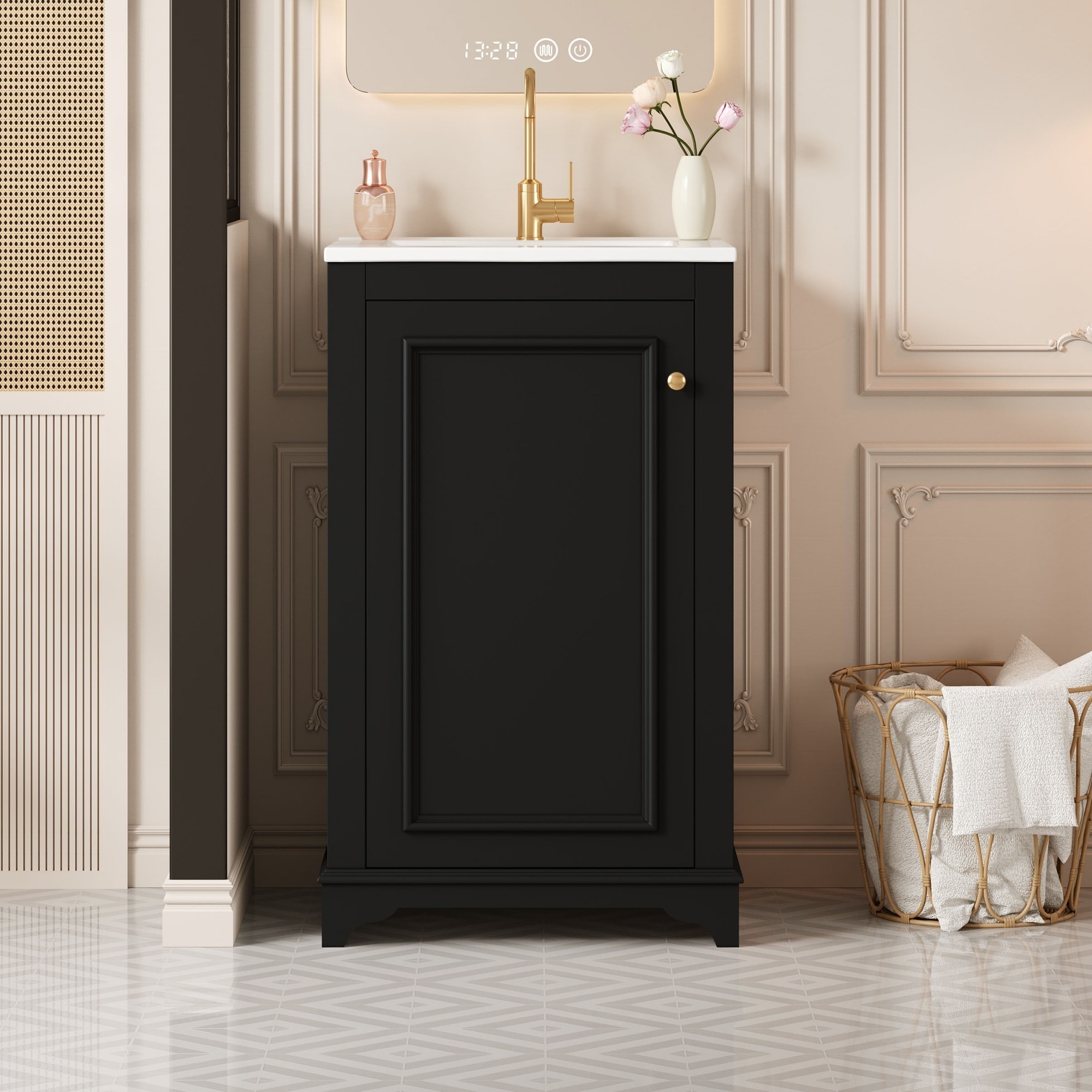 20" Modern Style Freestanding Single Bathroom Vanity with Ceramic Sink