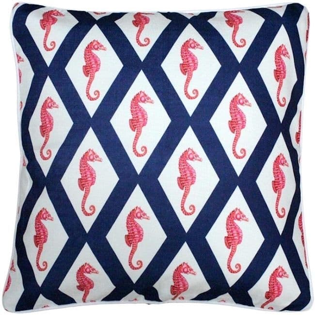Sea Island Argyle Seahorse Throw Pillow