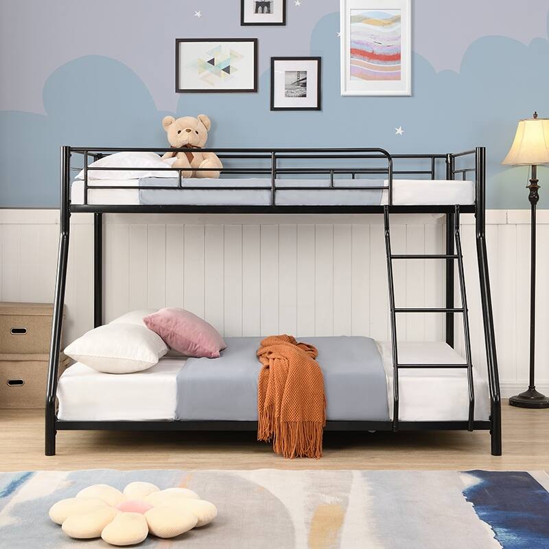 Twin over Full Size Metal Bunk Bed with Ladder