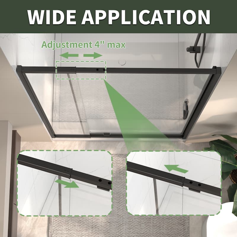 Modland 42"x71" Pivot Swing Semi-Frameless Shower Door Black/Nickel with 1/4" Tempered Clear Glass