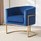 preview thumbnail 1 of 5, Upholstered velvet chair Gold metal bracket, medieval living room office tea room lounge chair with curved backrest Blue