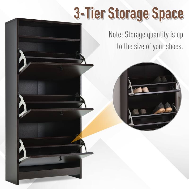 Compact Shoe Storage Organizer Cabinet with 3 Drawers and Upper Shelf for Keys, Wallets, and Decor, Hallway, Porch, Mudroom
