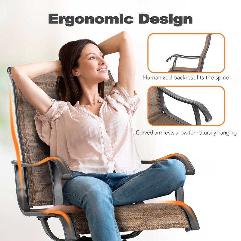 Nuu Garden 4-Piece Outdoor Textilene Swivel Dining Chairs - Swivel Chairs