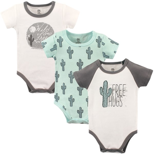 slide 1 of 1, Yoga Sprout Baby Boy Cotton Bodysuits 3pk, Free Hugs 0-3 Months - Free Hugs 3-Pack