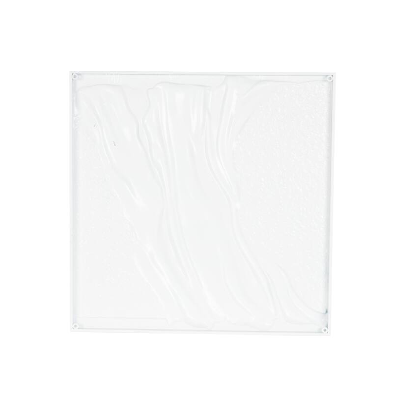 White Metal Dimensional Textured Wavy Abstract Home Wall Decor with Curved Gold Accents