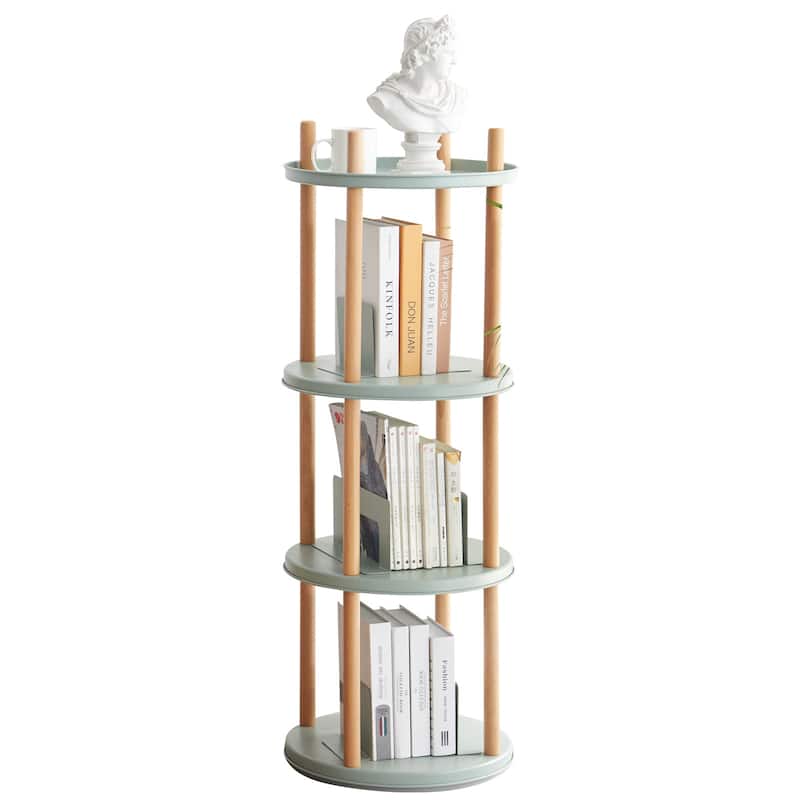 Storage Shelf, 360° Rotating Bookshelf, 4 Tier Bookcase w/ Large-Capacity Storage Space, Multifunctional Storage Rack
