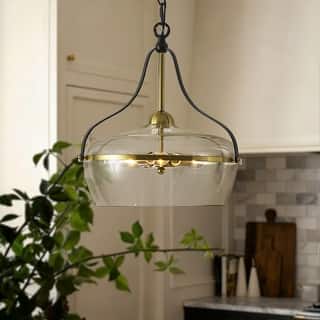 16.2 in. 3-Light Modern Matte Black Pendant Light with Clear Dome Glass Shade For Use in Kitchen Islands, Dining Rooms