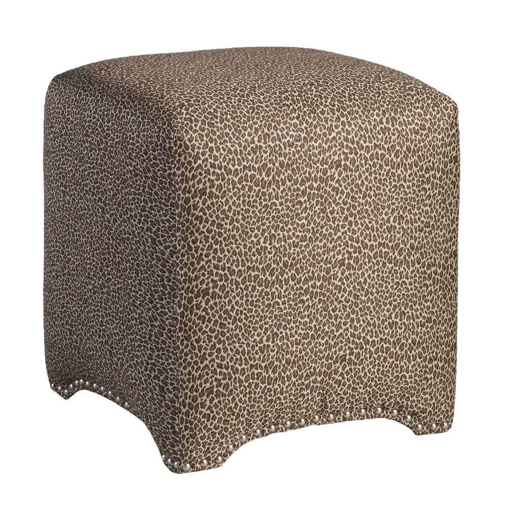 Emma Cube Wild One Chocolate Upholstered Nailhead Ottoman