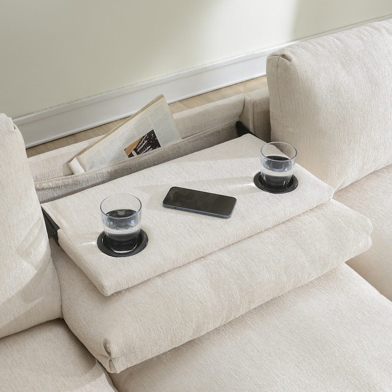 Chenille Modular Sectional Sofa,Cloud Couch Set with, USB, Bluetooth