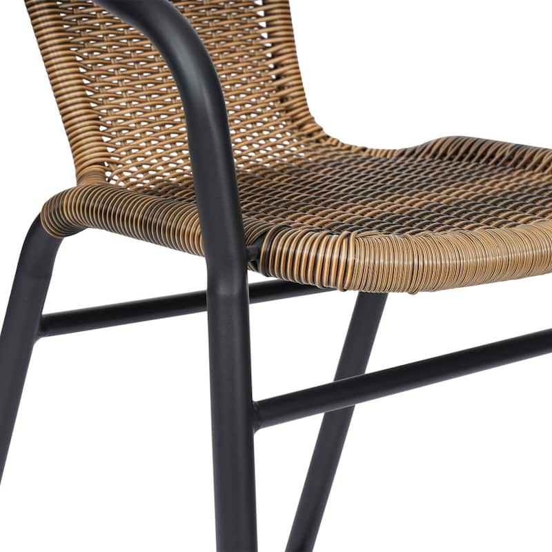 Commercial Indoor-Outdoor Rattan Restaurant Barstool with Aluminum Frame - N/A