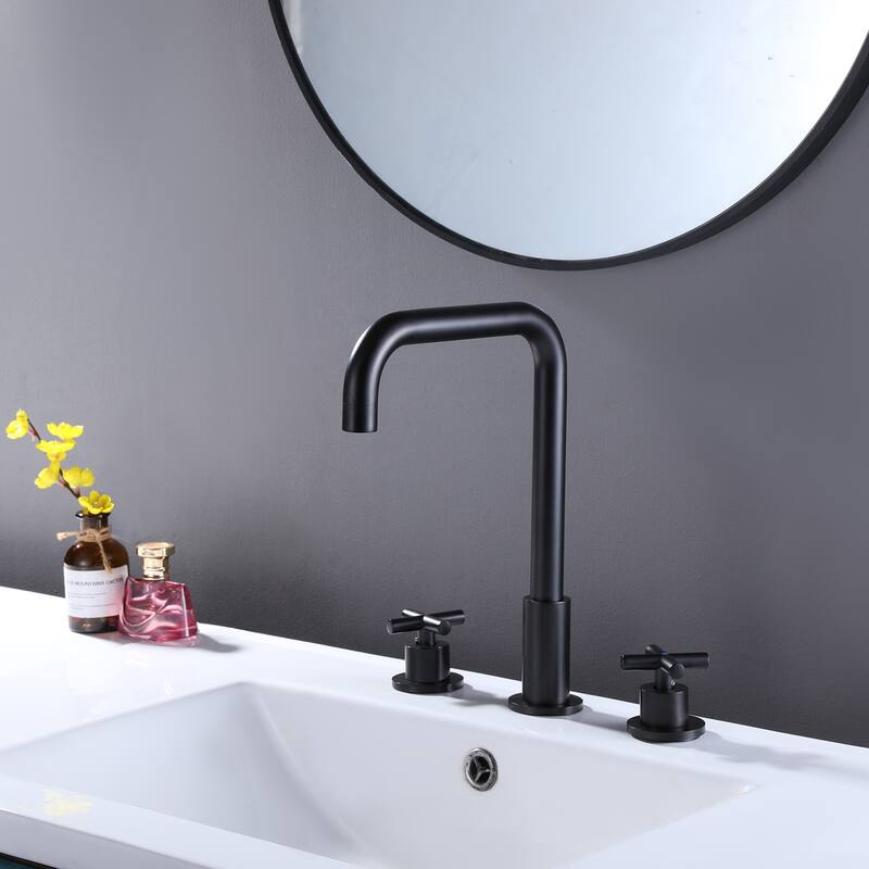 Widespread Sink Faucet 3-Hole 2-Handle Basin Mixer Taps Deck Mounted