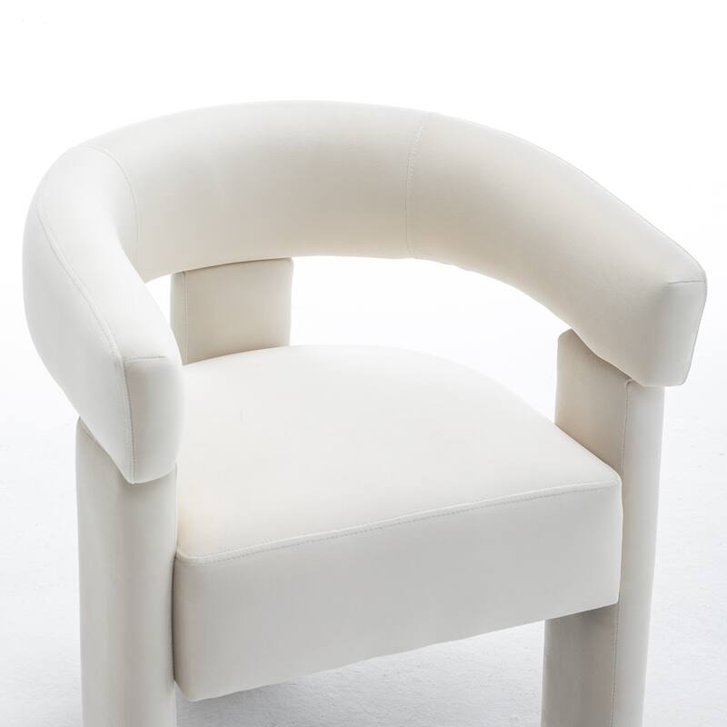 SEYNAR Modern Velvet Accent Chair, Upholstered Barrel Armchair with Curved Back and Thickened Padded Seat