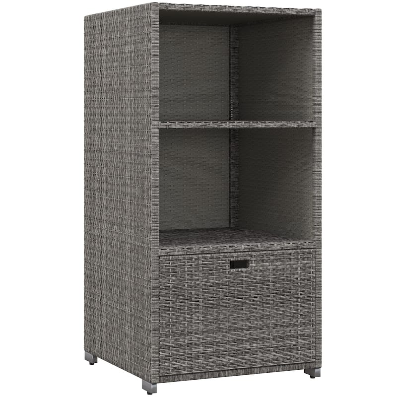 Outsunny Valet Pool Towel Rack, Waterproof PE plastic Rattan Wicker, Indoor Outdoor Spa, and Hot Tub Accessory Storage