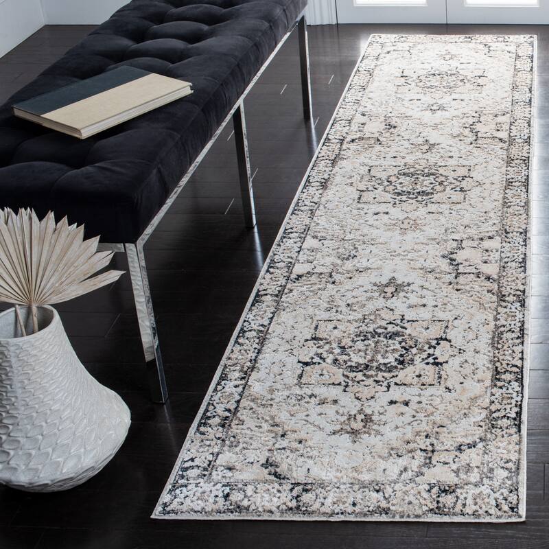 SAFAVIEH Mayflower Cathrien Vintage Medallion Rug - 2'2" x 9' Runner - Beige/Grey