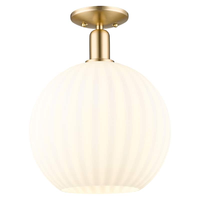 Innovations Lighting 716-1C-15-12 White Venetian Semi-Flush White - Champagne Bronze / White Venetian