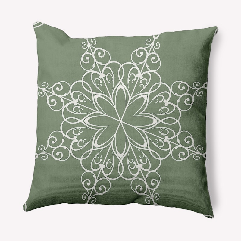 Snowflake Decorative Christmas Throw Pillow - 18" x 18" - Sage Green