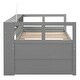 preview thumbnail 11 of 12, Twin XL Size Wood Daybed with 2 Trundles, 3 Storage Cubbies, 1 Light for Free and USB Charging Design Creative Triple Bunk, Gray