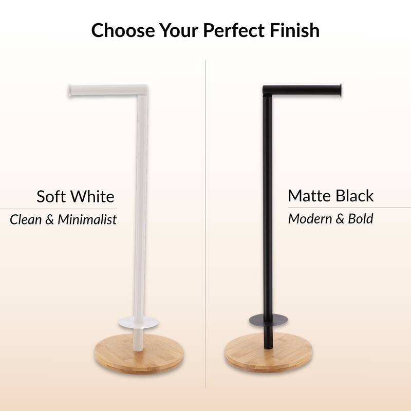 Freestanding Toilet Paper Holder Stand with Bamboo Base