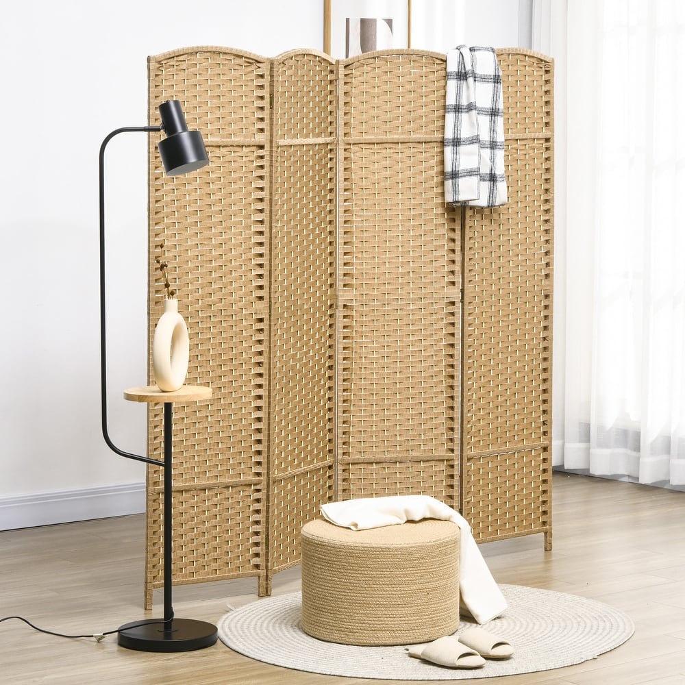 HOMCOM Room Divider, 4 Panel Folding Privacy Screen, 5.6' Tall Freestanding Partition