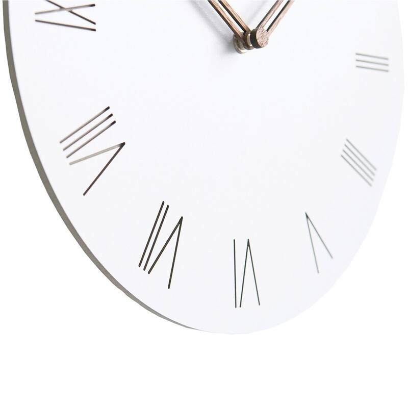 Curata Minimal White with Rose Roman Numerals and Hands Quartz Wall Clock