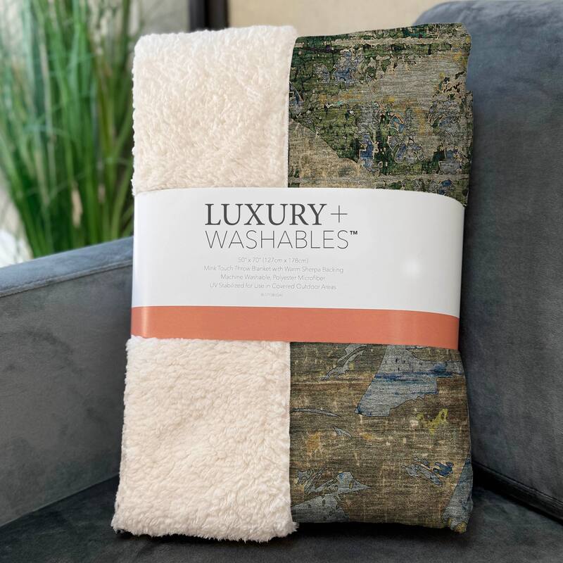 Premium Machine Washable Modern Floral Sherpa Throw Blanket
