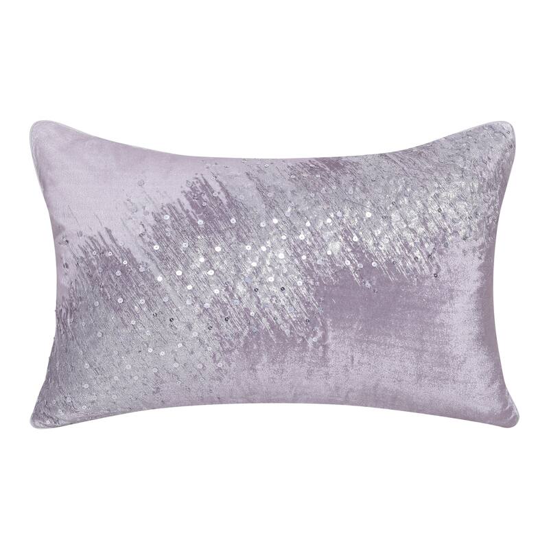 Handwoven Abstract Sequined Outdoor Lumbar Pillow Cover - 24" - Purple and Silver