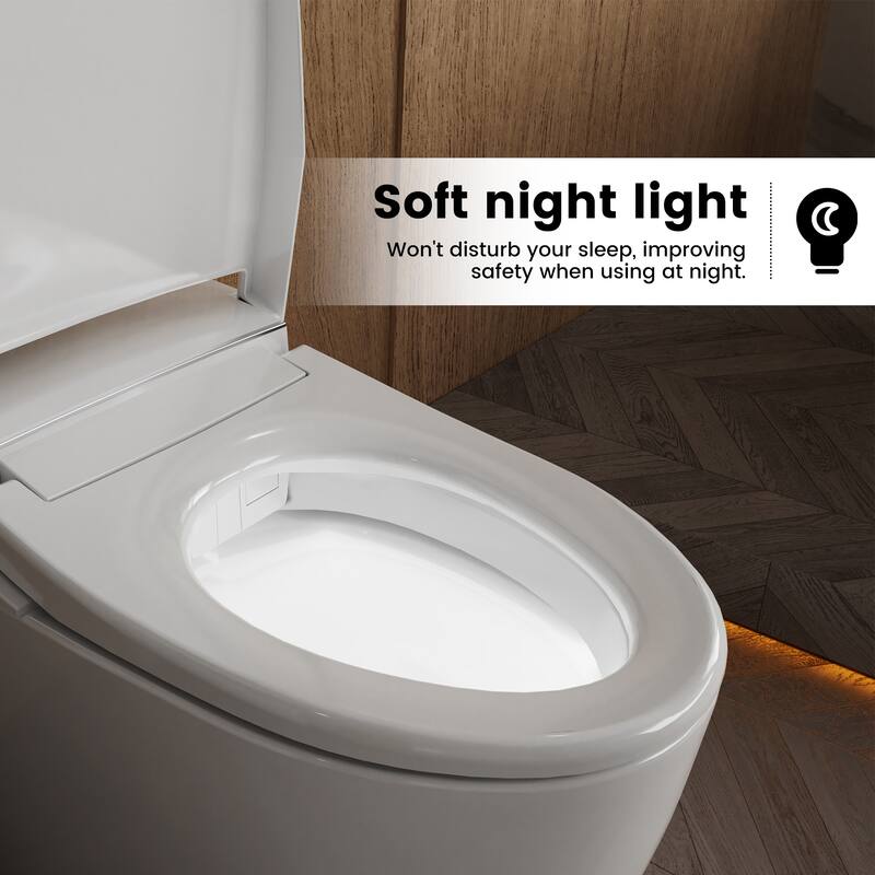 Smart Toilet with Seat Heating, Auto Open/Close, Night Light, Foot-Sensor Flush, Power-Outage Flush