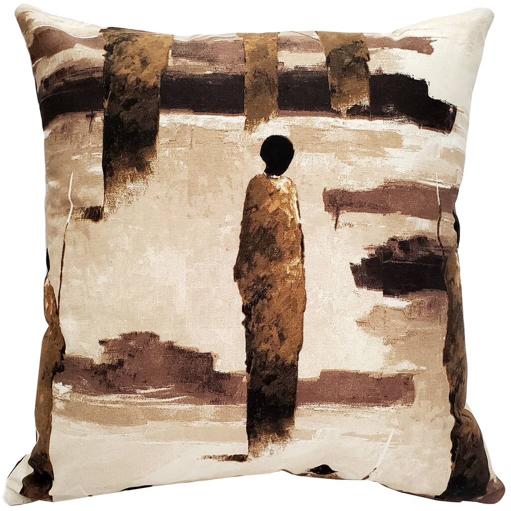 Pillow Decor Masai Warrior 22x22 Brown Throw Pillow